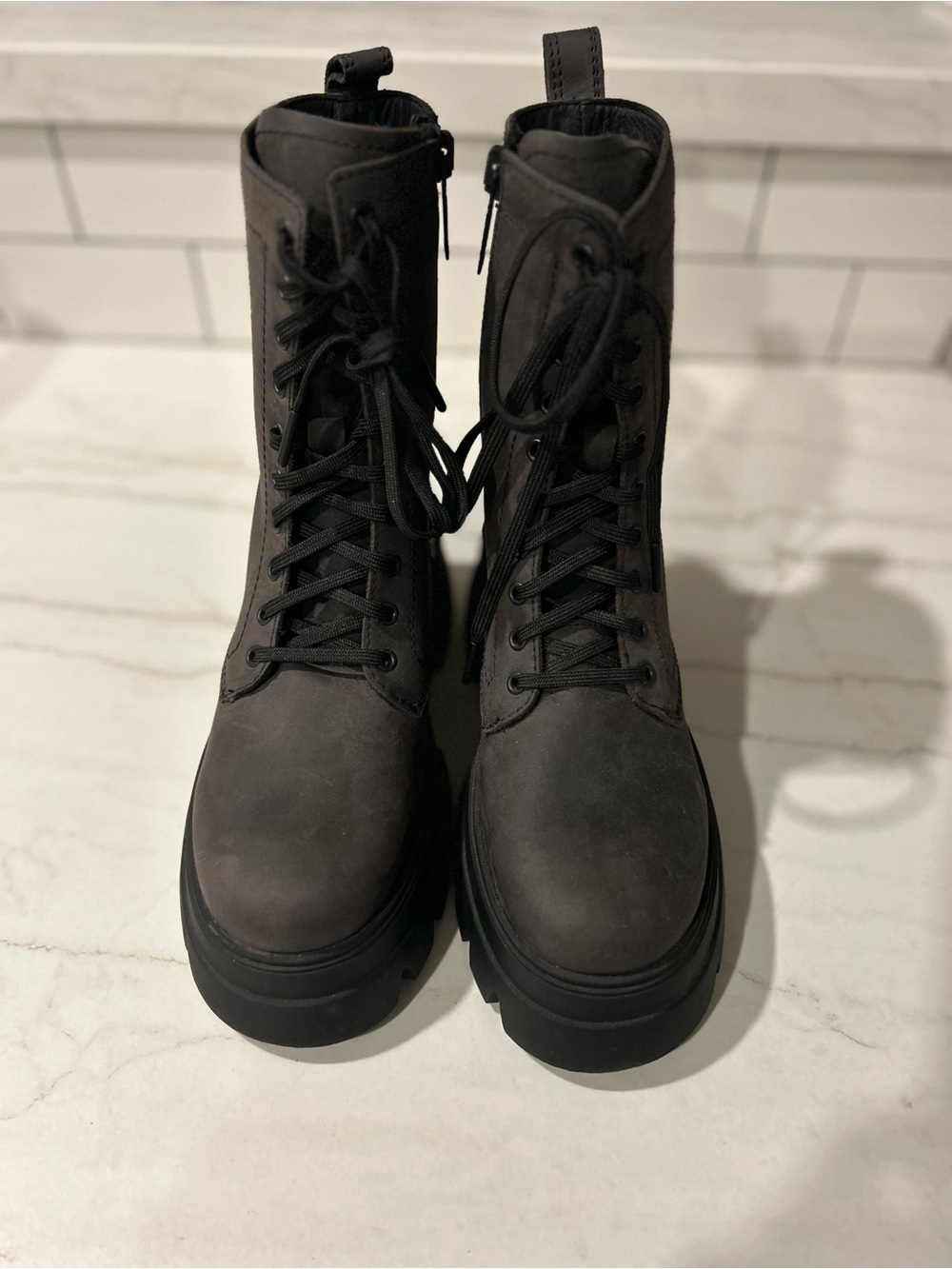 Thursday Boot Co. Dynasty Grey Matte Leather Combat Boots